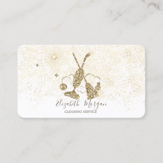 Elegant modern Gold Confetti Vacuümreiniger, ruimt Visitekaartje (Voorkant)