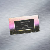 Elegant Modern Gold Confetti, zwart, Bokeh Lijst Magnetisch Visitekaartje (Voorbeeld)