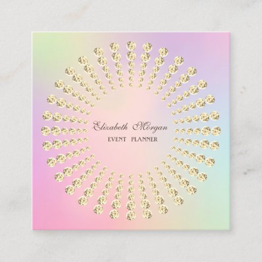 Elegant modern Gold Diamonds Holographic Vierkante Visitekaartje (Voorkant)