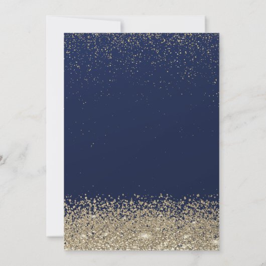 Elegant Modern Gold Diamonds Navy Blue Sweet 16 Kaart (Achterkant)