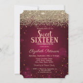 Elegant Modern Gold Diamonds Red Sweet 16 Kaart (Voorkant)