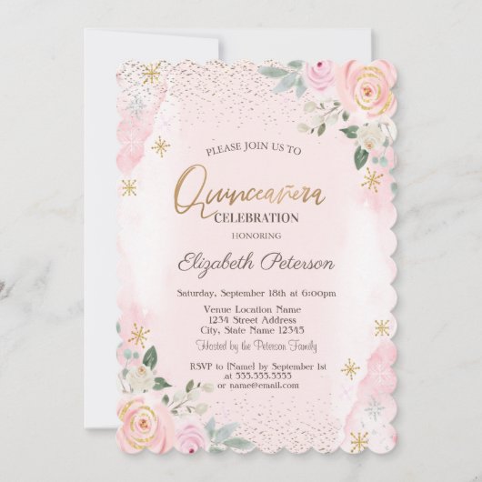 Elegant Modern Gold Diamonds Snowflakes Kaart (Voorkant)