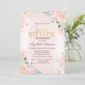 Elegant Modern Gold Diamonds Snowflakes Sweet 16 Kaart (Staand voorkant)