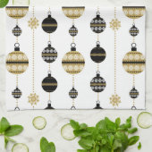 Elegant Modern Gold- en Black Kerstversieringen Theedoek (Gevouwen)