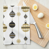 Elegant Modern Gold- en Black Kerstversieringen Theedoek (Quarter Fold)