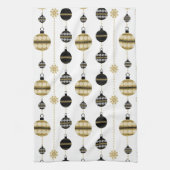 Elegant Modern Gold- en Black Kerstversieringen Theedoek (Verticaal)