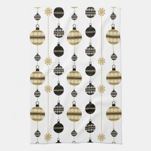 Elegant Modern Gold- en Black Kerstversieringen Theedoek (Verticaal)