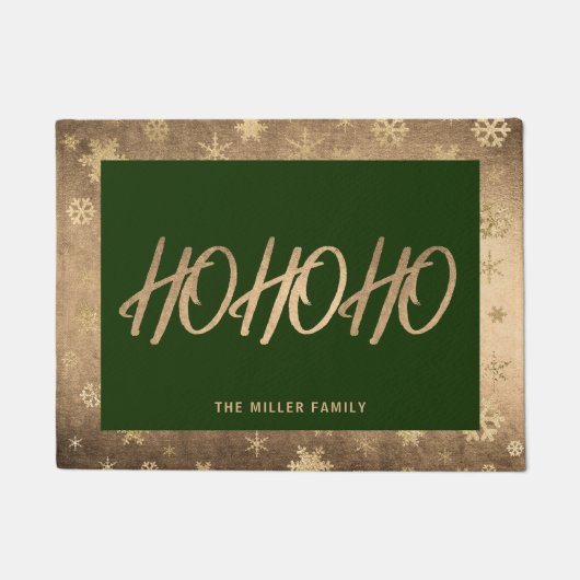 Elegant modern Gold en Green Ho Ho Ho Kerstmis Deurmat (Voorkant)