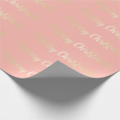 Elegant modern Gold- en roze kerstpatroon Cadeaupapier (Hoek)