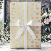 Elegant Modern Gold Faux Folie Polka Dots op Wit Cadeaupapier