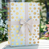 Elegant Modern Gold Faux Folie Polka Dots op Wit Cadeaupapier