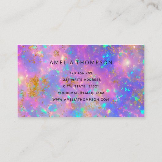 Elegant Modern Gold Fire Opal Stone Loyalty Kaart Visitekaartje (Achterkant)