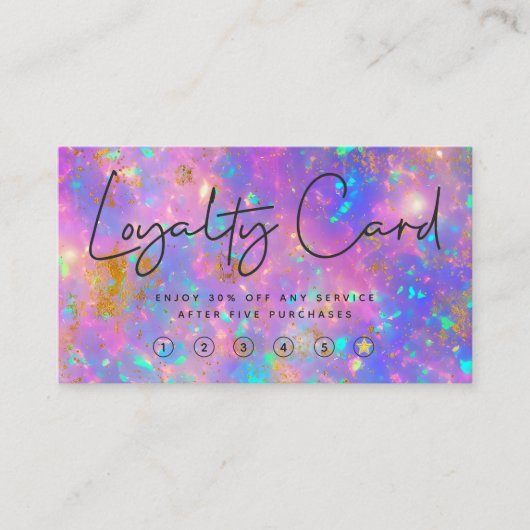 Elegant Modern Gold Fire Opal Stone Loyalty Kaart Visitekaartje (Voorkant)