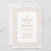Elegant Modern Gold Floral Bat Mitzvah  Kaart (Voorkant)