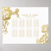 Elegant modern Gold Floral Seating Chart Poster (Voorkant)