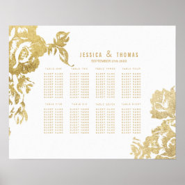 Elegant modern Gold Floral Seating Chart Poster