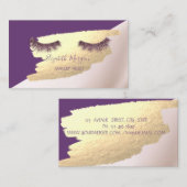 Elegant, Modern, Gold Foil Brush Stroke, Lashes Visitekaartje (Voorkant / Achterkant)