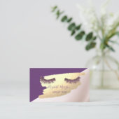 Elegant, Modern, Gold Foil Brush Stroke, Lashes Visitekaartje (Staand voorkant)