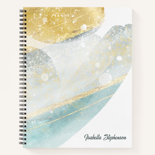 Elegant modern Gold Foil en Blauwgroen Abstract aa Notitieboek (Voorkant)