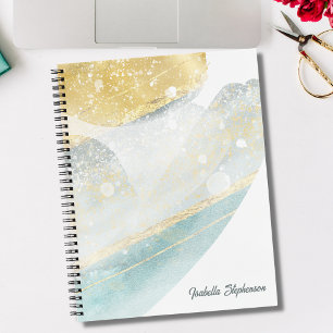 Elegant modern Gold Foil en Blauwgroen Abstract aa Notitieboek