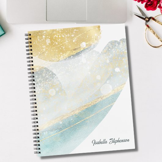Elegant modern Gold Foil en Blauwgroen Abstract aa Notitieboek