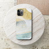 Elegant Modern Gold Foil en Blauwgroen Abstract Case-Mate iPhone Case