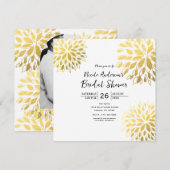 Elegant Modern Gold Foil Floral White Invitation Kaart (Voorkant / Achterkant)