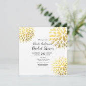 Elegant Modern Gold Foil Floral White Invitation Kaart (Staand voorkant)