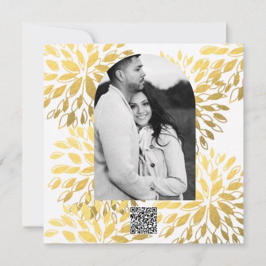 Elegant Modern Gold Foil Floral White Invitation Kaart (Achterkant)