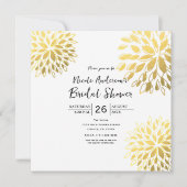 Elegant Modern Gold Foil Floral White Invitation Kaart (Voorkant)