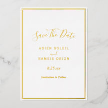 Elegant modern Gold Foil sparen de datum Kaart