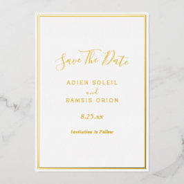 Elegant modern Gold Foil sparen de datum Kaart
