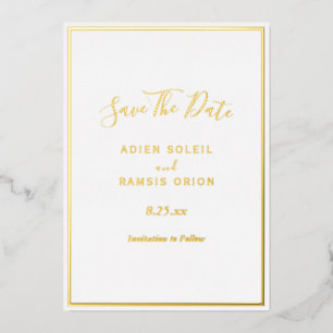 Elegant modern Gold Foil sparen de datum Kaart