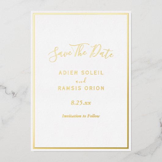 Elegant modern Gold Foil sparen de datum Kaart (Voorkant)