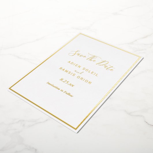 Elegant modern Gold Foil sparen de datum Kaart (Gedraaid)