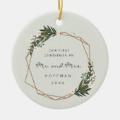 Elegant modern Gold Geometric Onze eerste kerst Keramisch Ornament (Voorkant)