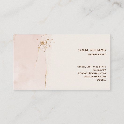 Elegant modern Gold Glitter Blush Pink Visitekaartje (Achterkant)