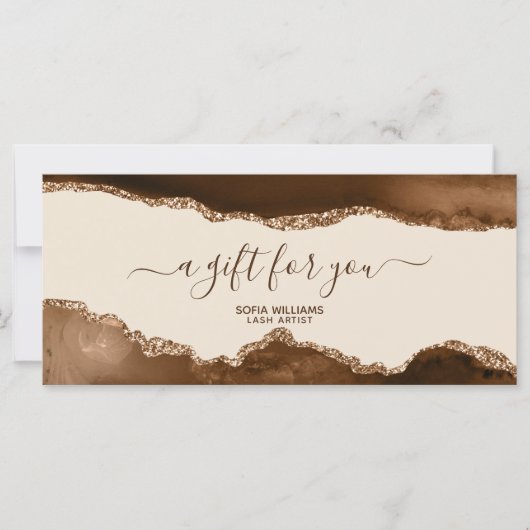 Elegant modern Gold Glitter Brown Agate (Voorkant)