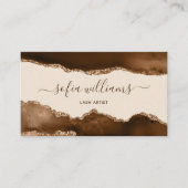 Elegant modern Gold Glitter Brown Agate Business C Visitekaartje (Voorkant)
