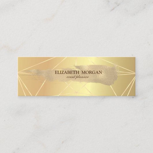Elegant Modern Gold Glitter Brush Stroke, Geometri Mini Visitekaartje (Voorkant)