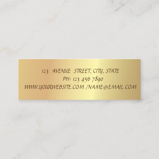 Elegant Modern Gold Glitter Brush Stroke, Geometri Mini Visitekaartje (Achterkant)