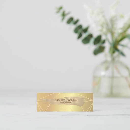Elegant Modern Gold Glitter Brush Stroke, Geometri Mini Visitekaartje (Staand voorkant)