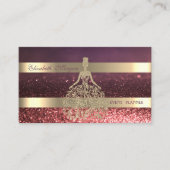 Elegant Modern Gold Glitter Dress, Striped Bokeh Visitekaartje (Voorkant)