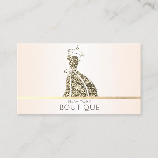 Elegant Modern Gold Glitter Dress Visitekaartje (Voorkant)