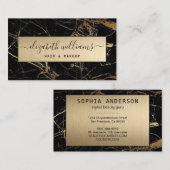 Elegant modern Gold Glitter en zwart marmer Agate Visitekaartje (Voorkant / Achterkant)