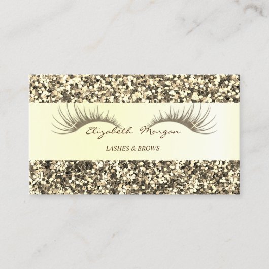 Elegant Modern Gold Glitter, Faux Lashes Visitekaartje (Voorkant)