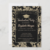 Elegant Modern Gold Glitter Gradup, Swirls Kaart (Voorkant)