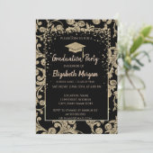 Elegant Modern Gold Glitter Gradup, Swirls Kaart (Staand voorkant)