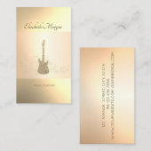 Elegant Modern, Gold Glitter Guitar, muziekdocent Visitekaartje (Voorkant / Achterkant)