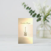 Elegant Modern, Gold Glitter Guitar, muziekdocent Visitekaartje (Staand voorkant)